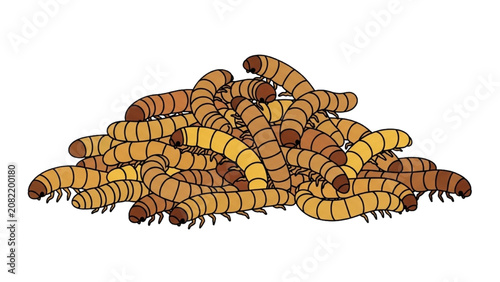 Bild auf Leinwand A 2D Vector Illustration of a cluster of centipedes crawling together