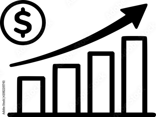 Financial Growth Profit Chart Dollar Arrow Icon Vector
