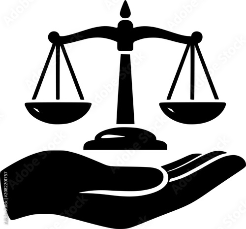 Justice Scale Hand Legal Rights Law Icon Vector