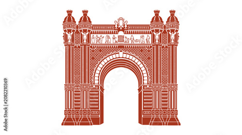 Canvas-taulu Triumphal Arch, Arc de Triomf, Barcelona, Red Brick Monument, City Landmark