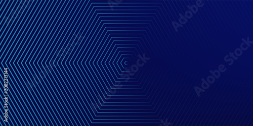Dark blue background with hexagon geometric lines pattern. Abstract shiny hexagon lines. Futuristic technology concept