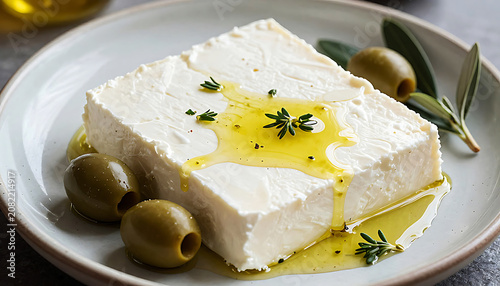 Gourmet Cheese Plate with Fresh Herbs.