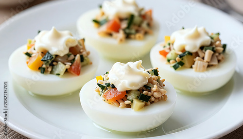 Healthy Vegetable Filled Deviled Eggs.
