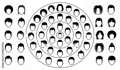 Modern Male Hairstyles PNG Vector Bundle with Hipster Barber Haircuts Collection