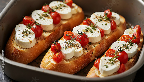 Classic Caprese Bruschetta Appetizer.
