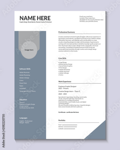 Professional resume template with silhouette portrait