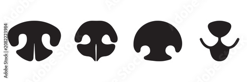 Quadro su tela Dog Nose Icon Set Vector Pet Muzzle and Snout Silhouette Symbols for Veterinary