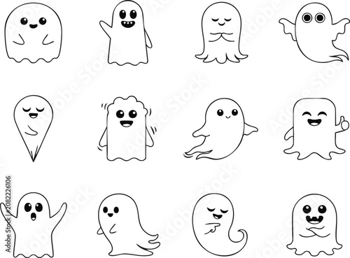 Cute ghost characters for halloween