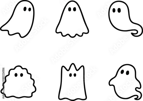 Cute cartoon ghost illustrations for halloween