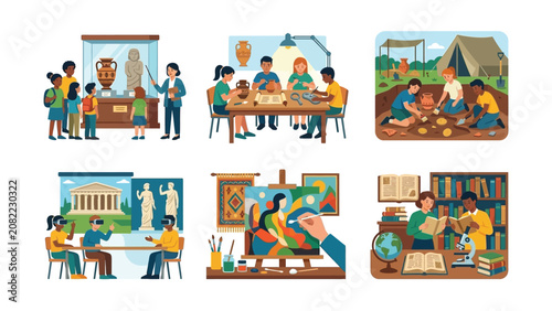 Education and Learning Concepts: Museum, Archaeology, Art, VR, Science