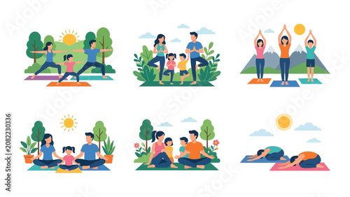 Family Yoga Outdoors: Parents and Kids Practicing Poses in Nature