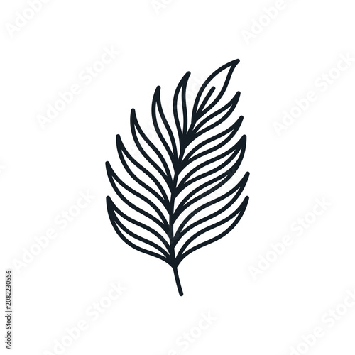 Minimalist Palm Leaf Illustration, Tropical Plant Vector Art, Botanical Line Drawing