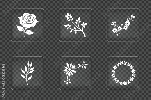 Elegant White Floral Vector Element Set On Transparent Background
