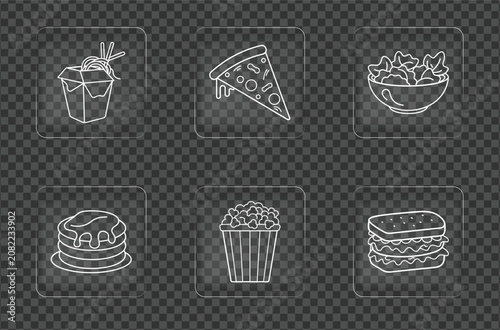 Fast Food And Snacks Linear Icon Set On Transparent Background