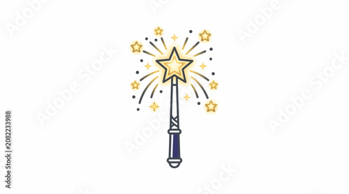 Obraz na płótnie Magical wand emits sparkling stars and light beams in air