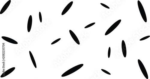 Cuadro en lienzo Black falling oblong shapes silhouette on white background for graphic design