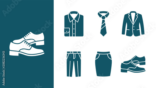 Photos Business dress code icon set, formal clothes and fashion vector illustrations EPS 10