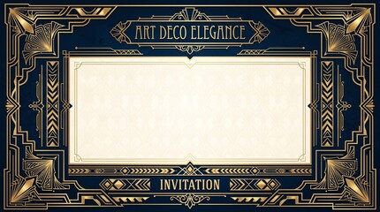 Art Deco frame. Geometric ornament border. Vintage 1920s luxury golden style dividers, corners, frames, headers. Retro elegance element for invitation, card, poster. Vector ...