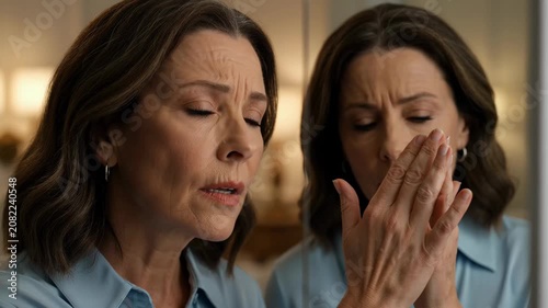 Mature Woman's Emotional Journey with Subtle Expressions in Soft Indoor Lighting Cinematic