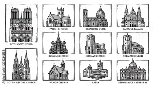 Canvastavla Collection of Architectural Styles: Churches, Cathedrals, and Abbeys