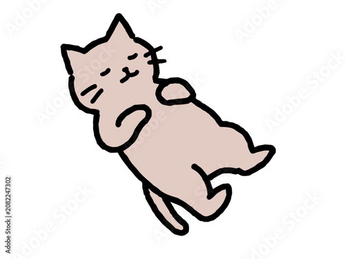 ゆるいタッチの寝転ぶかわいい猫イラスト