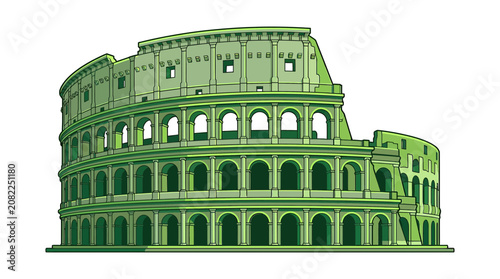 Obraz na plátně Colosseum Illustration - Ancient Roman Amphitheater, Rome, Italy