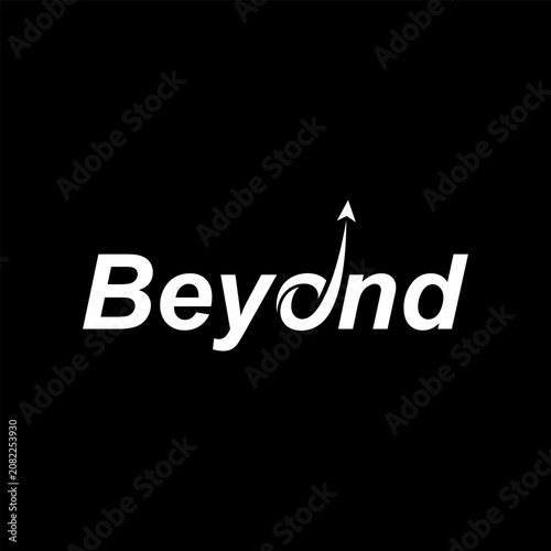 Beyond typography lettering word mark logo, arrow up forward symbol sign for finance growth