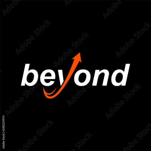 Obraz na plátně Beyond typography lettering word mark logo, arrow up forward symbol sign for fin