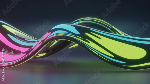 Abstract colorful wavy lines on a dark background