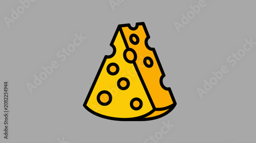 An illustration of a wedge of cheese with holes on a gray background.
