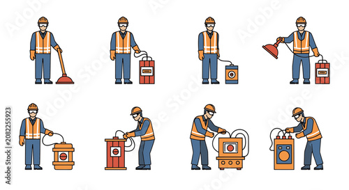 фотографія Construction Workers with Demolition and Measurement Equipment