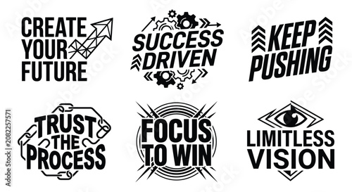Motivational quotes and business slogans set with modern typography