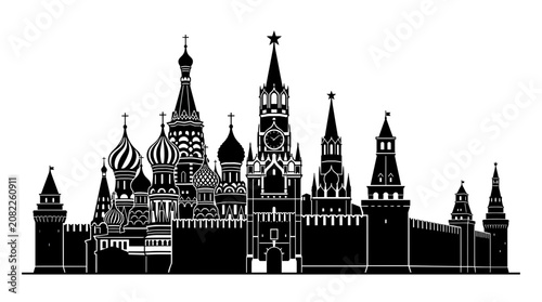 Canvas Print Saint Basil's Cathedral Silhouette - Moscow Landmark, Russian Architecture