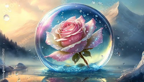 Enchanted rose in glass orb