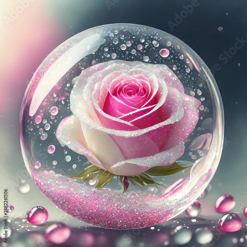 Encased rose in glass orb
