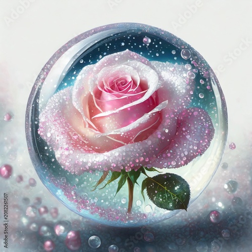 Encased rose in glass orb