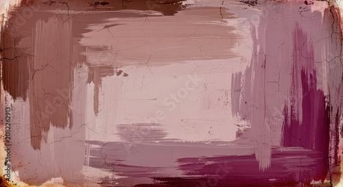 A vibrant abstract painting with shades of pink and purple hues blended together on a canvas with ro
