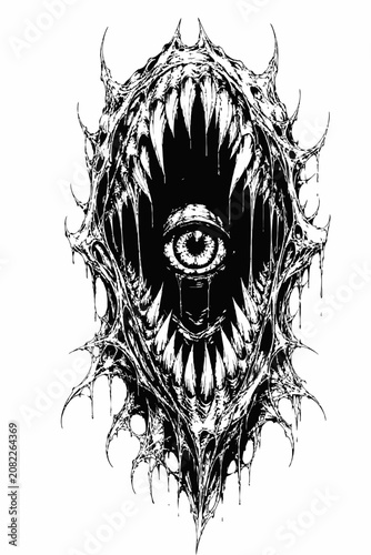 black and white illustration of an eye