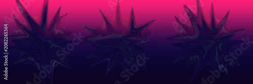 Fotografi Futuristic pink purple crystal spike abstract 3D background with glowing starbur