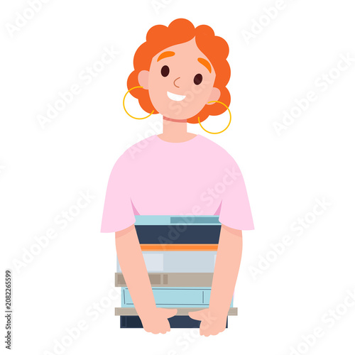 Woman with a Stack of Books, Book Club, Reading