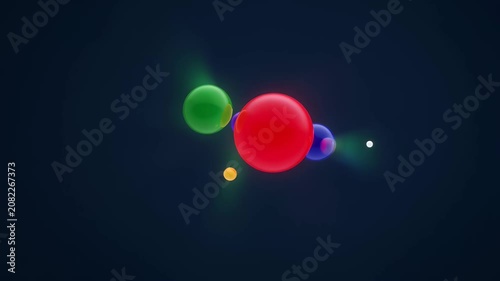 Abstract spheres in motion with glowing particles during a dark background creating a digital concept with subtle light effects