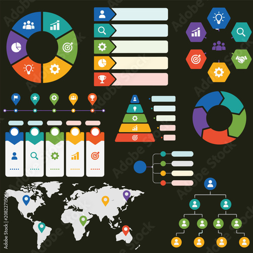Modern Business Dashboard Analytics Infographic Flat Vector Template