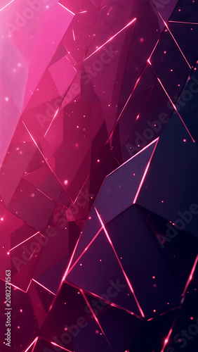 Vivid pink lines over dark violet ombre with abstract geometric patterns, blue violet fuchsia ombre background with glowing light effects, modern colorful abstract design

