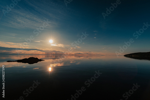 Beautiful sunset over Lake Vattern in Hastholmen, Sweden.