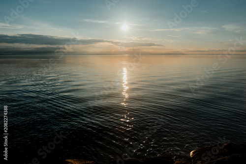 Beautiful sunset over Lake Vattern in Hastholmen, Sweden.