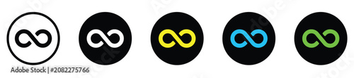 Set of infinity loop symbols in different colors representing eternity and endless possibilities.