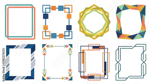 Set of decorative geometric frames and borders for design