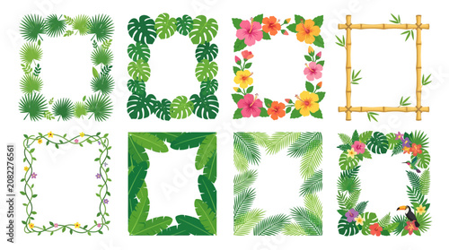 Tropical Floral and Leafy Borders Set: Exotic Frames for Design