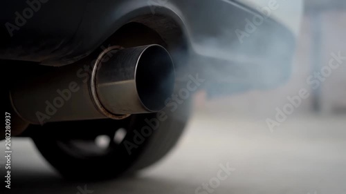 Close-up of car exhaust exhaust emissions, car exhaust smoke
