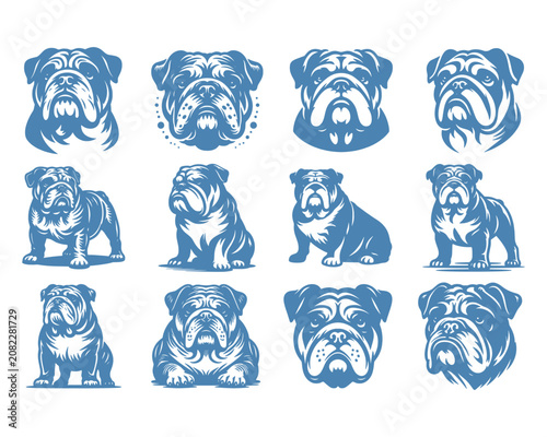 Cute Dog Breed Face Mascot Icon Set